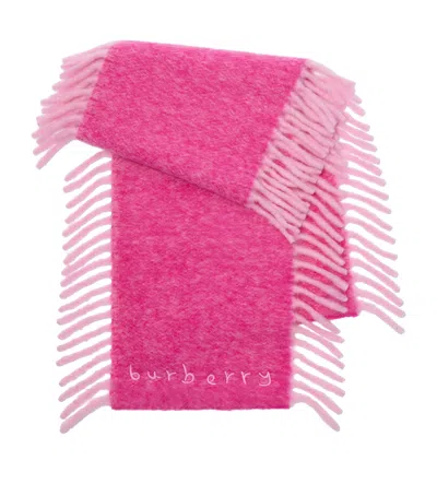 Burberry Happy Alpaca Blend Fringe Scarf In Pink
