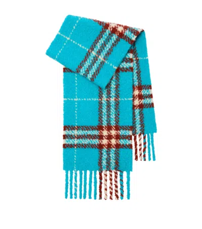 Burberry Alpaca-wool Check Scarf In Blue