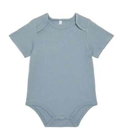 Mori Bamboo-blend Short-sleeve Bodysuit In Blue