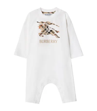 Burberry Cotton Ekd Check Playsuit In Brown
