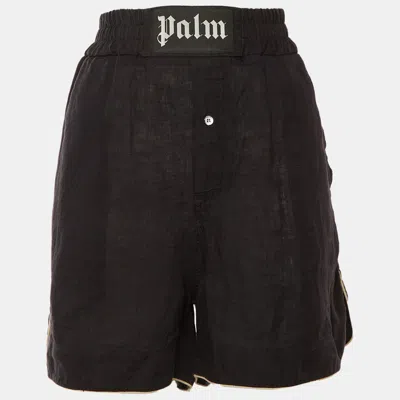 Pre-owned Palm Angels Black Linen Logo Detail Boxer Shorts L