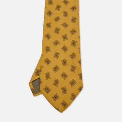 Pre-owned Giorgio Armani Vintage Yellow Ochre Silk Traditional Tie