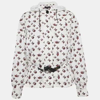 Pre-owned Louis Vuitton White Monogram Print Nylon Detachable Hood Wind Breaker M