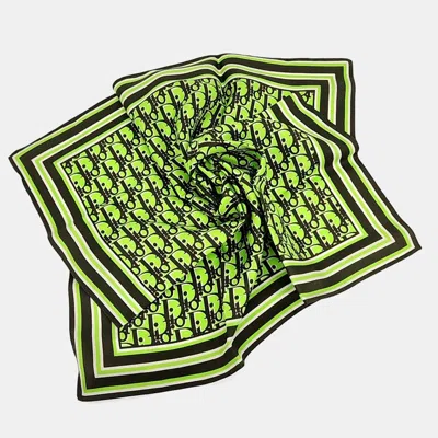 Pre-owned Dior Silk Scarf And Scarf Ring In Green