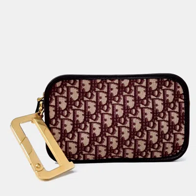 Pre-owned Dior Red Canvas Oblique Quake Clutch