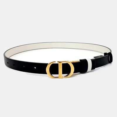Pre-owned Dior Leather Reversible Belt In Black