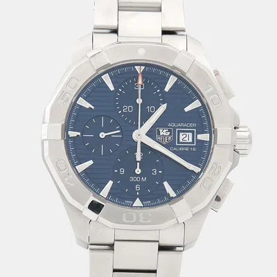 Pre-owned Tag Heuer Aquaracer Chronograph Cay2112-2 Automatic Blue Stainless Steel Men's Wristwatch 44mm