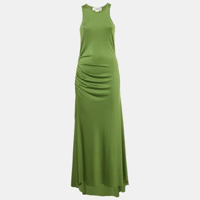 Pre-owned Victoria Beckham Green Jersey Ruched Maxi Dress M