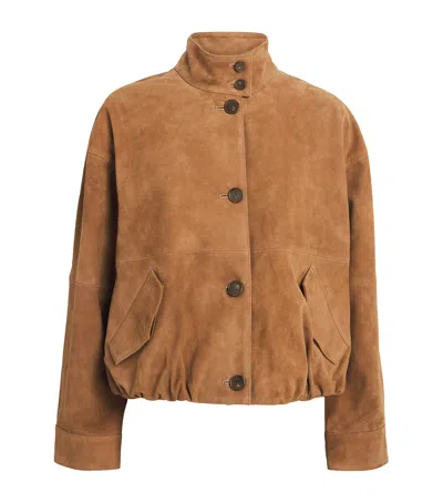 Simkhai Suede Marley Bomber Jacket In Brown
