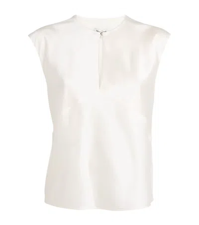 Veronica Beard Stretch-silk Sparrow Blouse In White