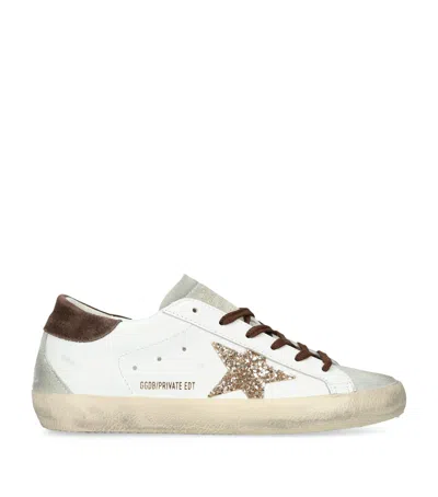 Golden Goose Leather Glittered Super-star Sneakers In White