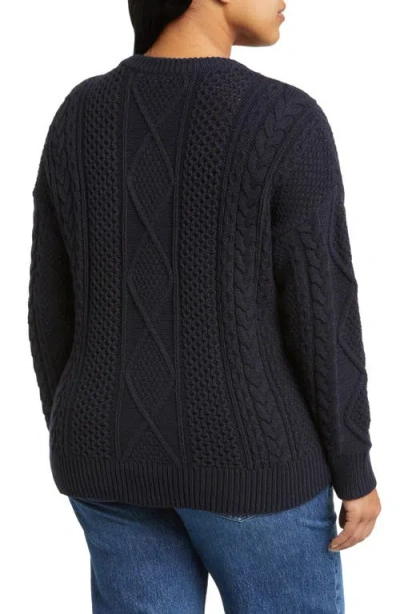 Madewell Cable Knit Crewneck Sweater In Purple