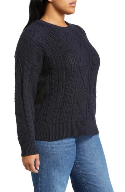 Madewell Cable Knit Crewneck Sweater In Purple