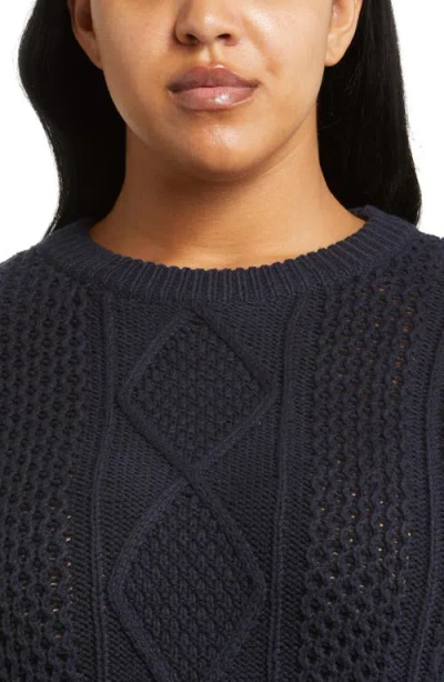 Madewell Cable Knit Crewneck Sweater In Purple