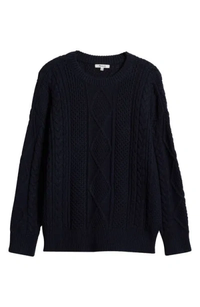 Madewell Cable Knit Crewneck Sweater In Purple
