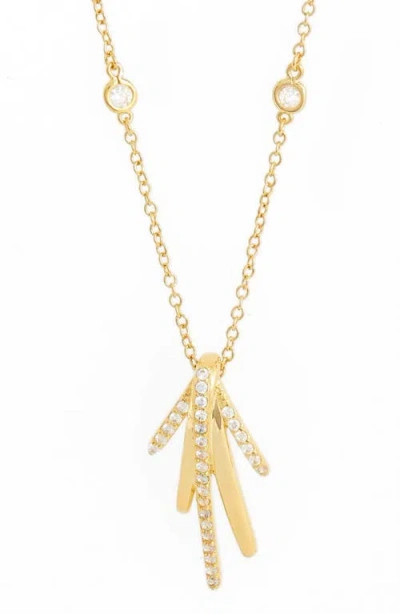 Cz By Kenneth Jay Lane Long Spike Cubic Zirconia Pendant Necklace In Gold