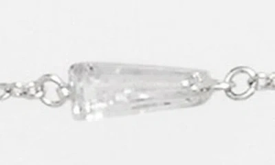 Cz By Kenneth Jay Lane Long Baguette Cubic Zirconia Station Necklace In Silver