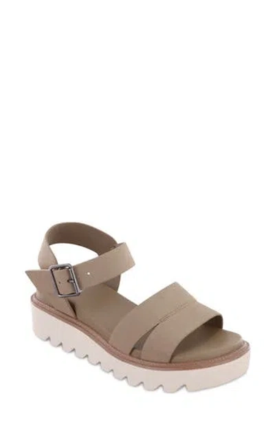 Mia Jovie Ankle Strap Platform Wedge Sandal In Brown