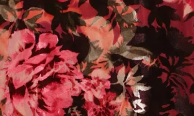 Maggy London Floral Velvet Midi Dress In Red