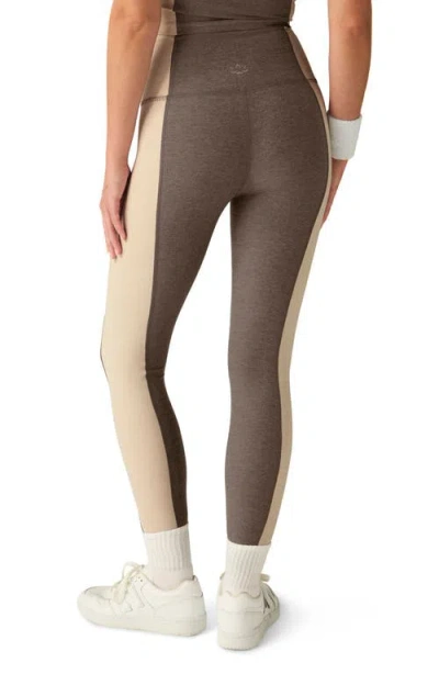 Beyond Yoga Space Dye Colorblock Ankle Leggings In Brown