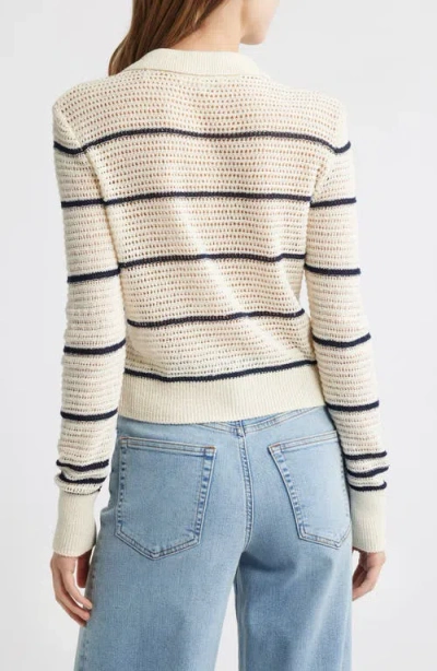 Frame Striped Crocheted Cotton-blend Cardigan In Neutral