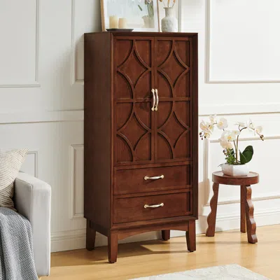 Streamdale Furniture Streamdale 53.5" Mid Century Modern Walnut Kitchen Pantry Storage Cabinet With Doors & Drawers In Brown