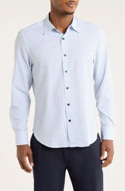 Construct Abstract Dot Print Slim Fit 4-way Stretch Button-up Shirt In Blue