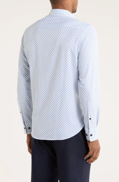 Construct Abstract Dot Print Slim Fit 4-way Stretch Button-up Shirt In Blue