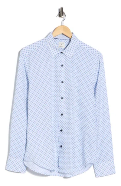 Construct Abstract Dot Print Slim Fit 4-way Stretch Button-up Shirt In Blue