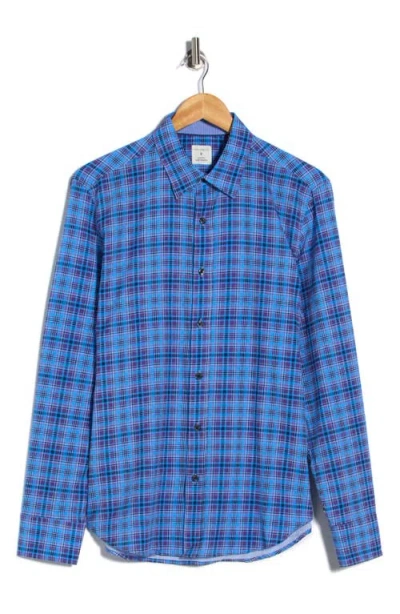 Construct Slim Fit Plaid Button-up Shirt In Blue