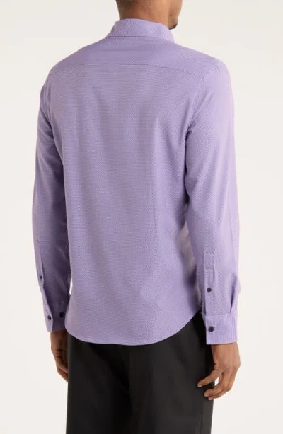 Construct Micro Geo Print Slim Fit 4-way Stretch Button-up Shirt In Purple
