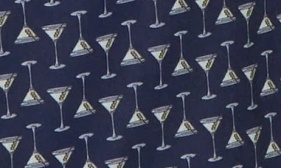 Construct Slim Fit Martini Print 4-way Stretch Performance Button-down Shirt In Blue