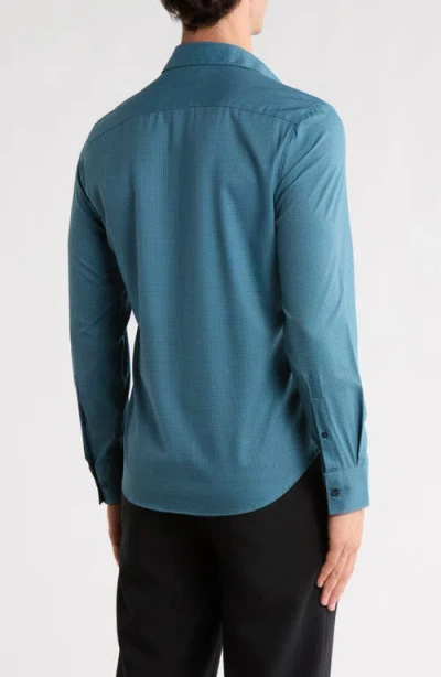 Construct Quad Geo Print Stretch Button-up Shirt In Blue