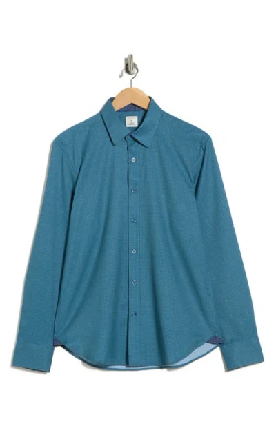 Construct Quad Geo Print Stretch Button-up Shirt In Blue