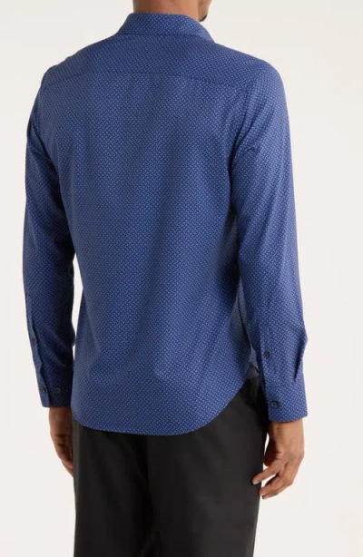 Construct Squiggle Print Slim Fit Performance Button-up Shirt In Blue