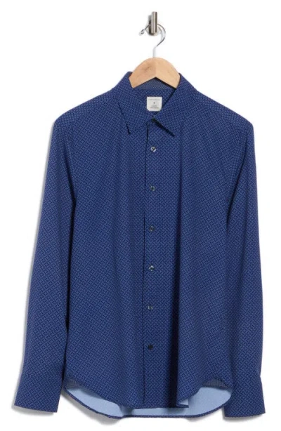 Construct Squiggle Print Slim Fit Performance Button-up Shirt In Blue