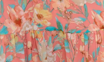 Flying Tomato Square Neck Puff Sleeve Maxi Sundress In Pink