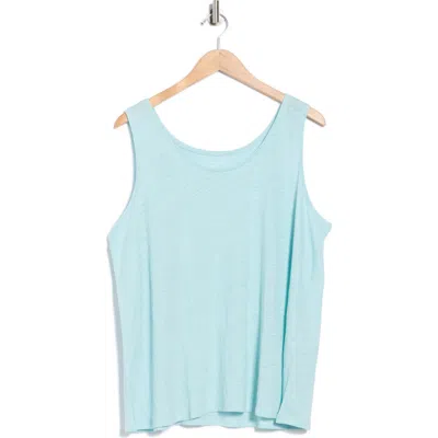 Eileen Fisher Scoop Neck Organic Linen Tank In Blue