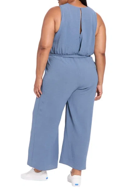 London Times Sleeveless Pleated Jumpsuit In Blue