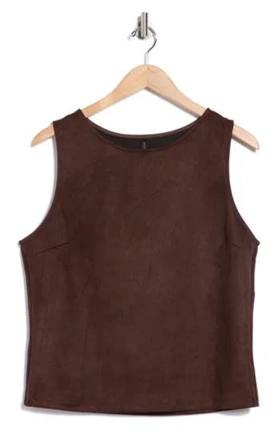 Renee C Faux Suede Sleeveless Top In Animal Print