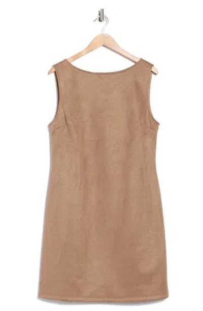 Renee C Faux Suede Shift Dress In Brown