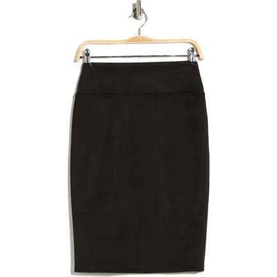 Renee C Faux Suede Pencil Skirt In Black