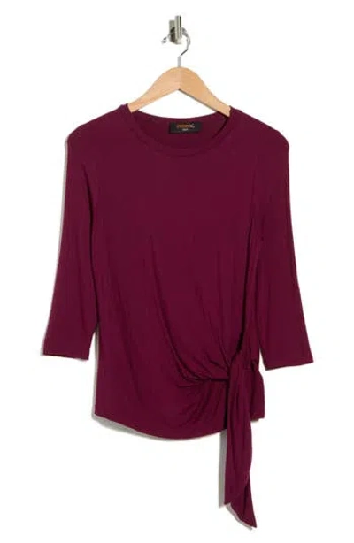 Renee C Side Knot Top In Burgundy