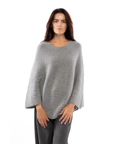 Monticelli Cashmere Pure Cashmere Ribbed Knit Poncho In Brown