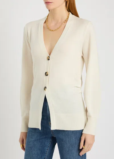 Veronica Beard Lamotte Gathered Cashmere Cardigan In Neutral