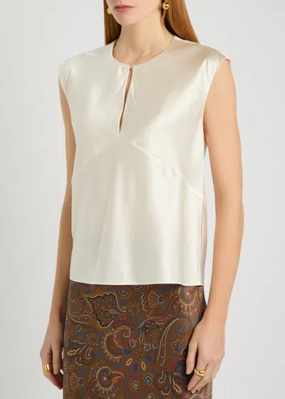 Veronica Beard Sparrow Silk-blend Top In Neutral