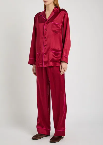 Olivia Von Halle Yves Russet Red Pajamas In Pink