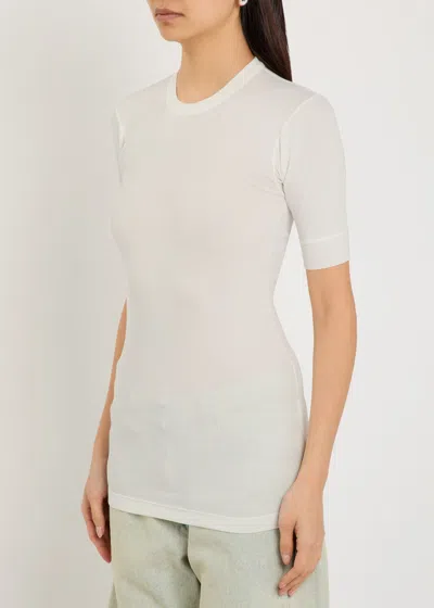 Calvin Klein Aubriella Ribbed Stretch-cotton T-shirt In Multi