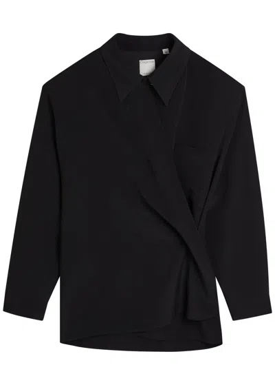 Calvin Klein Aleah Wrapped Wool Shirt In Black