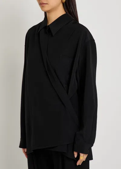Calvin Klein Aleah Wrapped Wool Shirt In Black